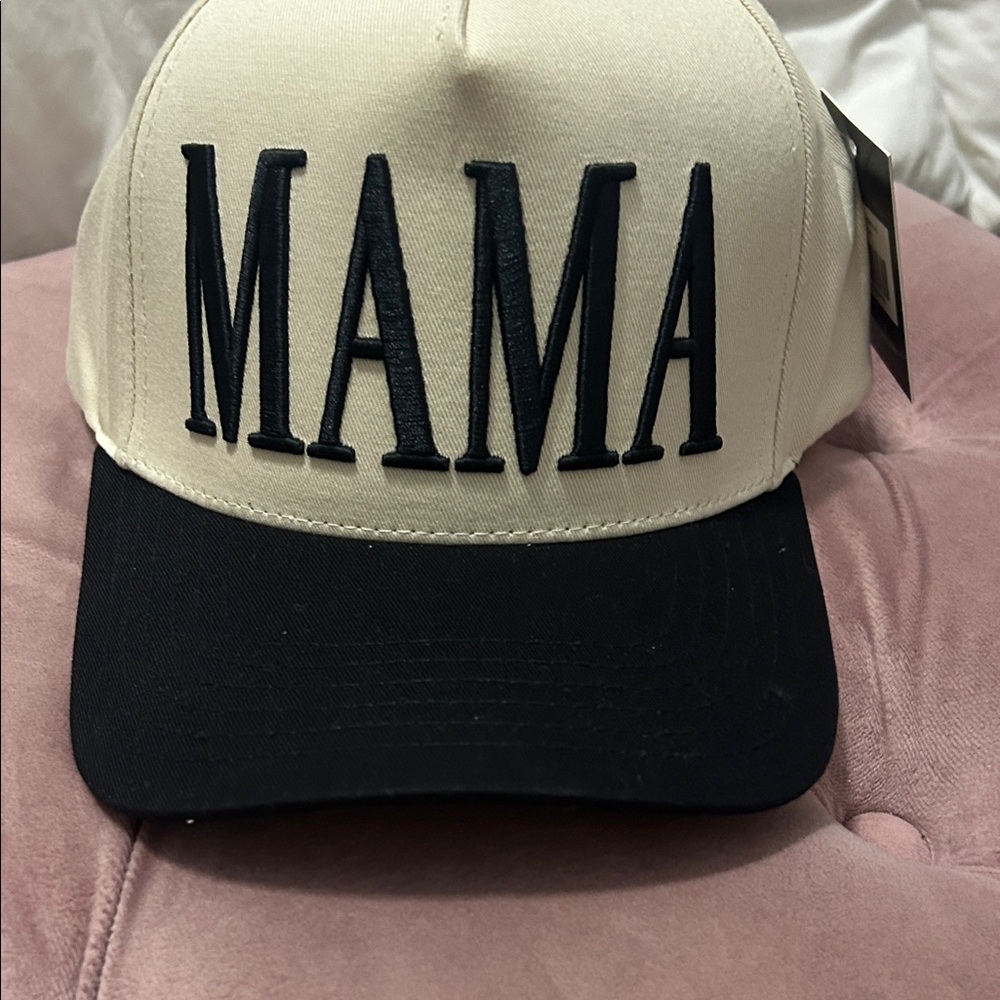 NWT MAMA Cream and Black Cap